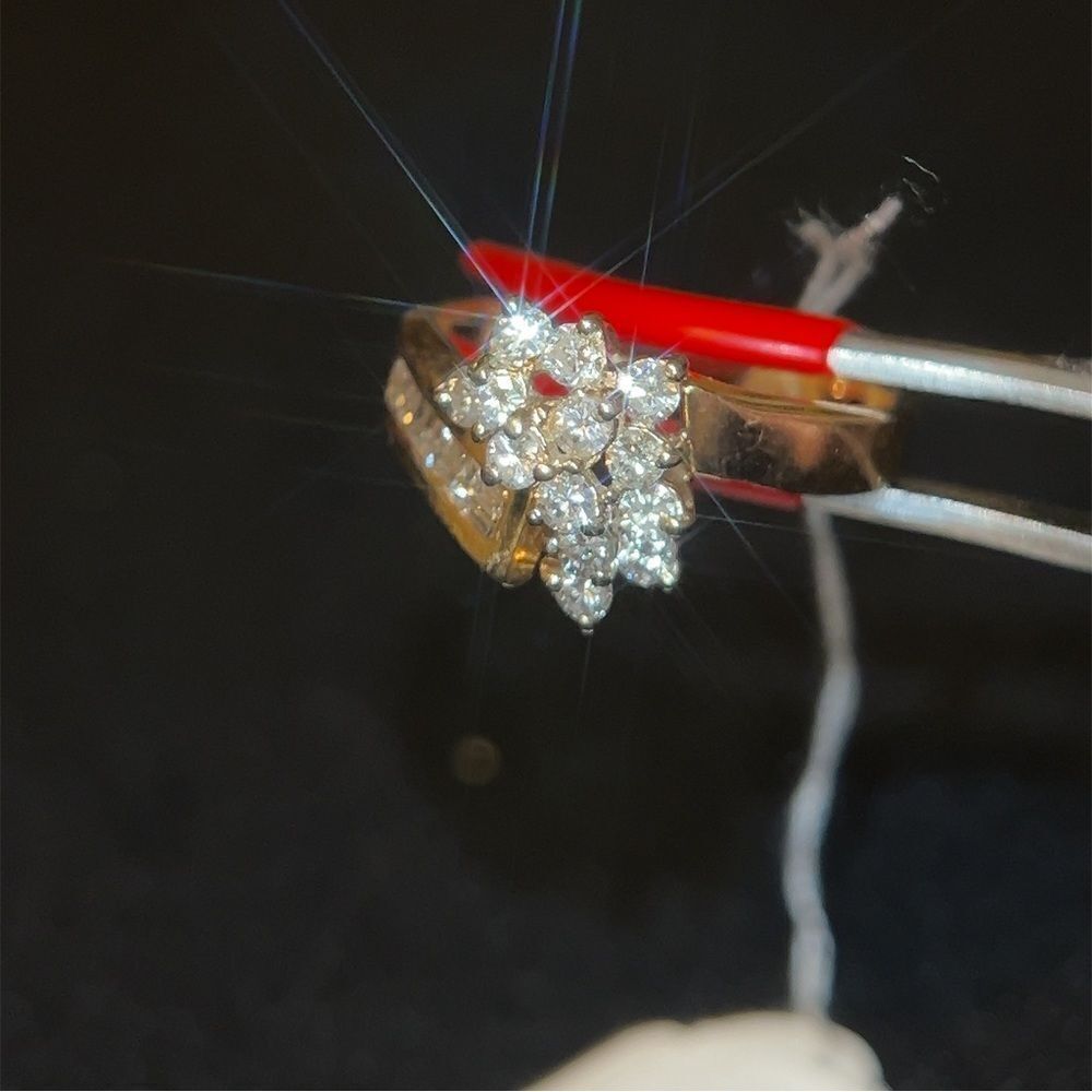 14k Diamond Cluster Ring - Picture 2 of 15